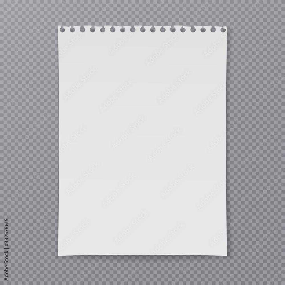 Aufkleber white notebook paper with curled corners and soft shadow is on squared background for text. vector i