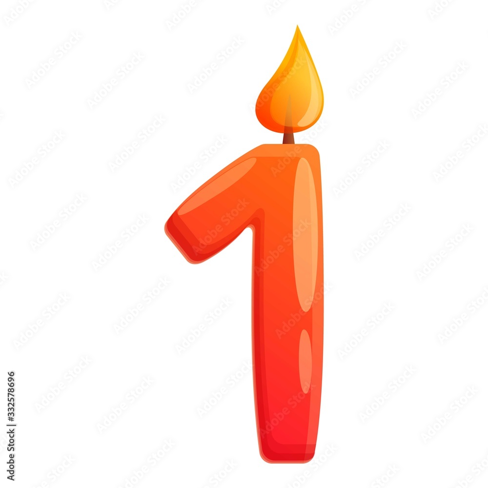 Poster first number candle icon. cartoon of first number candle vector icon for web design isolated on whit