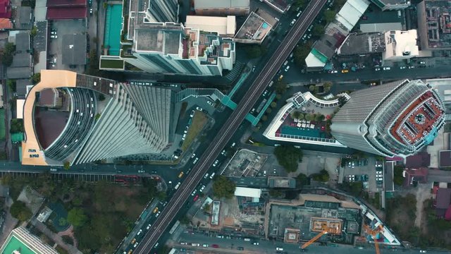 Bangkok Aerial view, above Sukhumvit and Thonglor district in Thailand