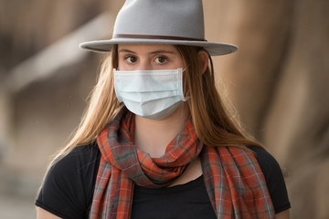 Girl woman virus , PPE, mask
