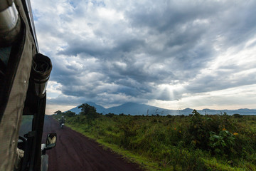 Bad road drive to Virunga park outside Goma town