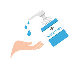 Disinfection. Hand sanitizer bottle, washing gel. Vector illustration