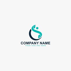 Fototapeta premium Pain relief logo design vector. Abstract letter CS illustration symbol. Circle and leaf vector icons.