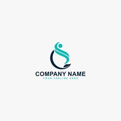 Pain relief logo design vector. Abstract letter CS illustration symbol. Circle and leaf vector icons.