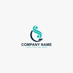Pain relief logo design vector. Abstract letter CS illustration symbol. Circle and leaf vector icons.