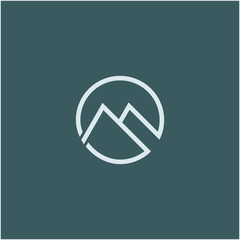 m for mountain line art logo