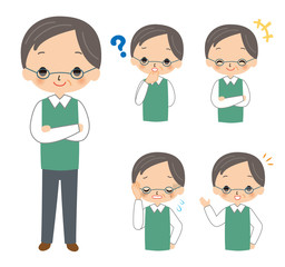 シニア　男性　バリエーション　高齢者　おじいさん