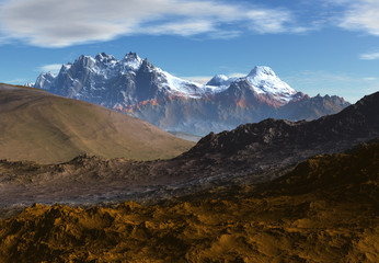 3D Rendered Fantasy Mountain Landscape  - 3D Illustration