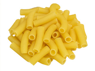 Pasta in a glass plate on a wooden background