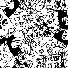 Obraz premium The grunge texture is black and white. Seamless abstract background. Monochrome repeating pattern