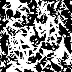 The grunge texture is black and white. Seamless abstract background. Monochrome repeating pattern