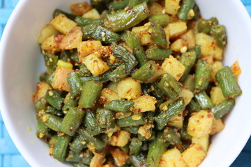 French beans potato dry fry, Indian vegetable