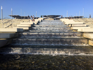 beautiful fountain in the form of a staircase