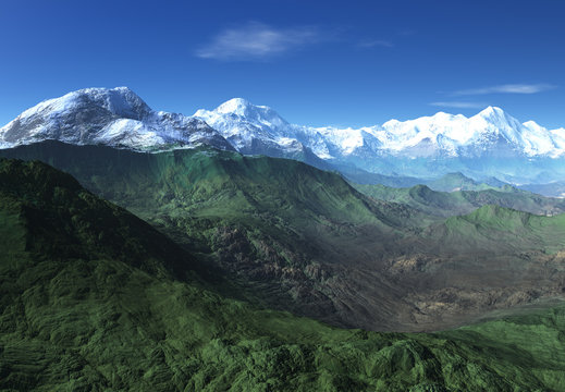 3D Rendered Fantasy Mountain Landscape  - 3D Illustration