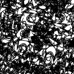 The grunge texture is black and white. Seamless abstract background. Monochrome repeating pattern