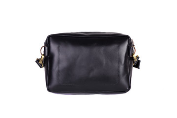 Natural fashion leather handbag isolated on white background