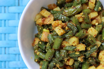 French beans potato dry fry, Indian vegetable