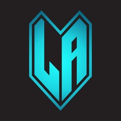 LA Logo monogram with emblem line style isolated on blue gradient colors