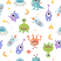 Obraz na płótnie Canvas Seamless pattern with alien monsters