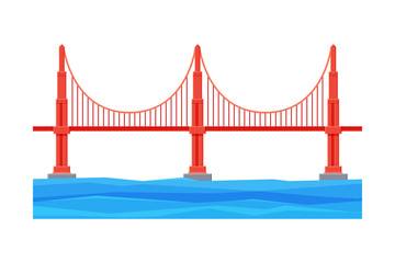 Golden Gate Bridge, Architecture and City Construction Flat Vector Illustration