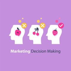 Decision making, psychology of choice, focus group, marketing concept, mental trap, cognitive delusion