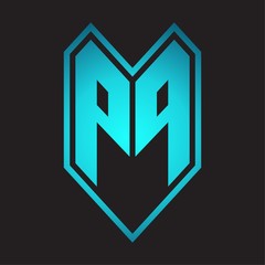 PP Logo monogram with emblem line style isolated on blue gradient colors