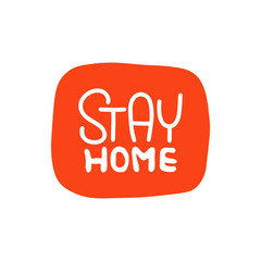 STAY HOME card lettering. Corona Virus 2019 - nCOV. Lettering for the quarantine period of the coronavirus pandemic. Work from home. Vector outline.