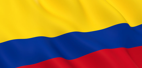 National Fabric Wave Closeup Flag of Colombia
