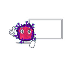 cute nyctacovirus cartoon character Thumbs up bring a white board
