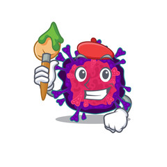 Talented nyctacovirus Artist cartoon character with brush