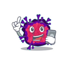 Mascot design of nyctacovirus speaking on phone