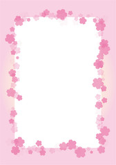 メッセージカードデザイン　桜のフレーム　四角