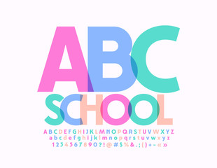 Vector School Font. Bright trendy Font. Colorful creative Letters and Numbers