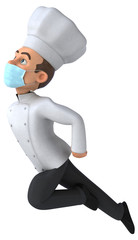 3D illustration of a cartoon character with a mask