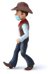 3D illustration of a cartoon character with a mask