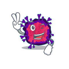 Cheerful nyctacovirus mascot design with two fingers