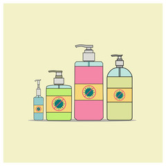 Hand sanitizer vector. Wash your hands. Stay health. Corona virus disease.