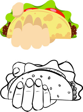 Delicious taco colored Vector mascot logo premium image