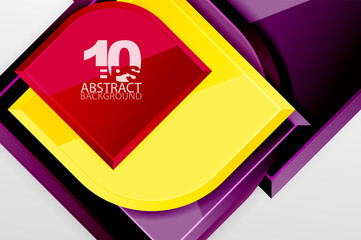 Glossy glass squares with round elements geometric composition. Abstract geometric background with 3d effect composition For Wallpaper, Banner, Background, Card, Book Illustration, landing page