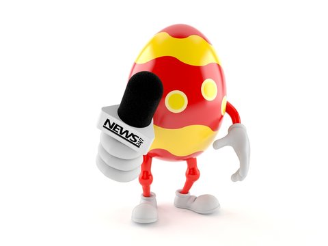 Easter Egg Character Holding Interview Microphone