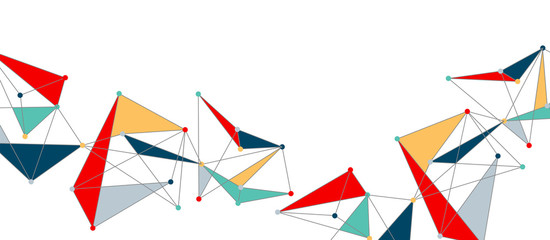Fototapeta premium Line points connections, triangular technology design. Abstract geometric background