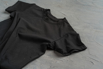 Black color plain t-shirt with copy space close up