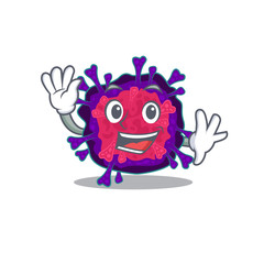Smiley nyctacovirus cartoon mascot design with waving hand