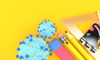 Virus with school tools