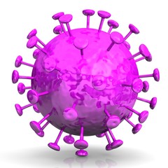 Corona virus Covid 19 Sars-Cov-2 pink sign symbol icon pink 3d rendering molecule