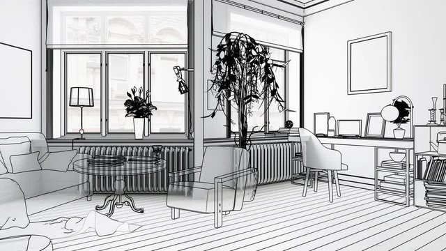 Furnished City Apartment - loopable 3d visualization