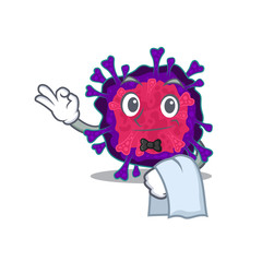 A design of nyctacovirus cartoon character working as waiter