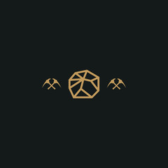 Quarry, four sledgehammers and a piece of stone