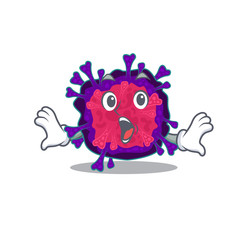 A cartoon character of nyctacovirus making a surprised gesture