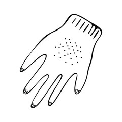 Protective cotton glove. Vector illustration of an isolated element. White background.